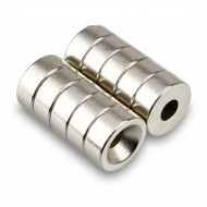 Μαγνήτες κυλινδρικοί νεοδυμίου με τρύπα 10mm x 5mm, 2 τεμάχια 