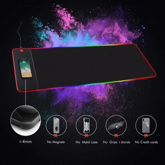 RGB MOUSE PAD 15W ΜΕ ΜΟΝΑΔΑ ΑΣΥΡΜΑΤΗΣ ΦΟΡΤΙΣΗΣ 70x30