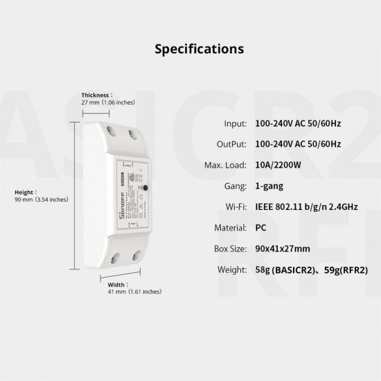 SONOFF BASICR2 ΤΗΛΕΧΕΙΡΙΖΟΜΕΝΟΣ SMART ΔΙΑΚΟΠΤΗΣ WIFI