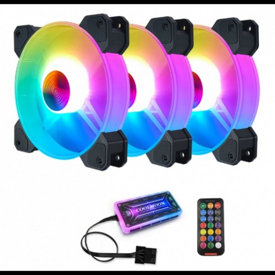 COOLMOON F-GM1 RGB SET FAN KIT 120Mm Quiet (3TMX) + IR Τηλεχειριστήριο