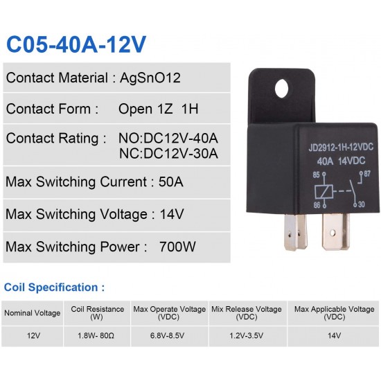 ΔΙΕΘΝΗ ΡΕΛΕ RELAY 4 ΕΠΑΦΩΝ 40Α 12V