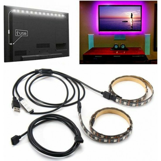 Αδιάβροχη Ταινία Led RGB 5050smd, 2x50cm Usb για TV