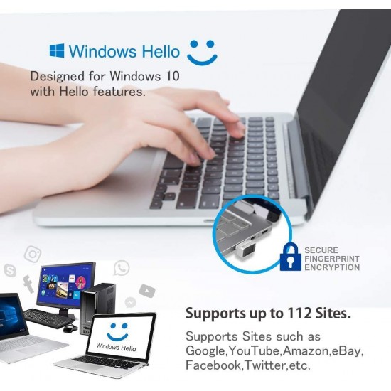 ARCANITE USB Fingerprint Reader για Windows 10 Hello 0.05s 360-Degree