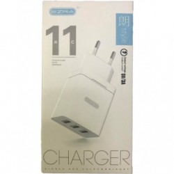 Φορτιστής EZRA HC11 Qualcomm 3.0 γρήγορης φόρτισης με 3 Θύρες USB WHITE Φορτιστής EZRA HC11 Qualcomm 3.0 γρήγορης φόρτισης με 3 Θύρες USB WHITE
