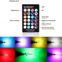 LED RGB ψείρες αυτοκινήτου Τ10 με τηλεχειριστήριο