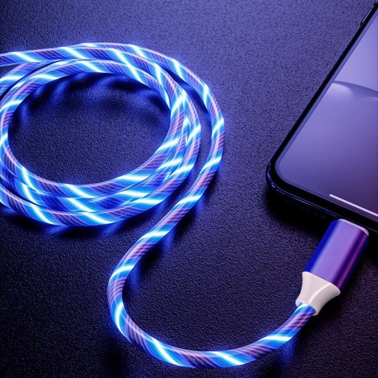 ΚΑΛΩΔΙΟ ΦΟΡΤΙΣΗΣ USB ΣΕ MICRO-USB ΜΕ ΦΩΤΙΣΜΟ LED 2.4A  1m