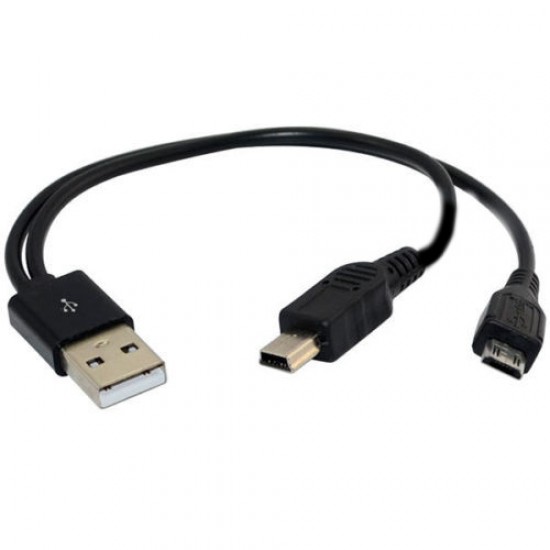 Διπλό καλώδιο USB σε Mini Usb και Micro Usb